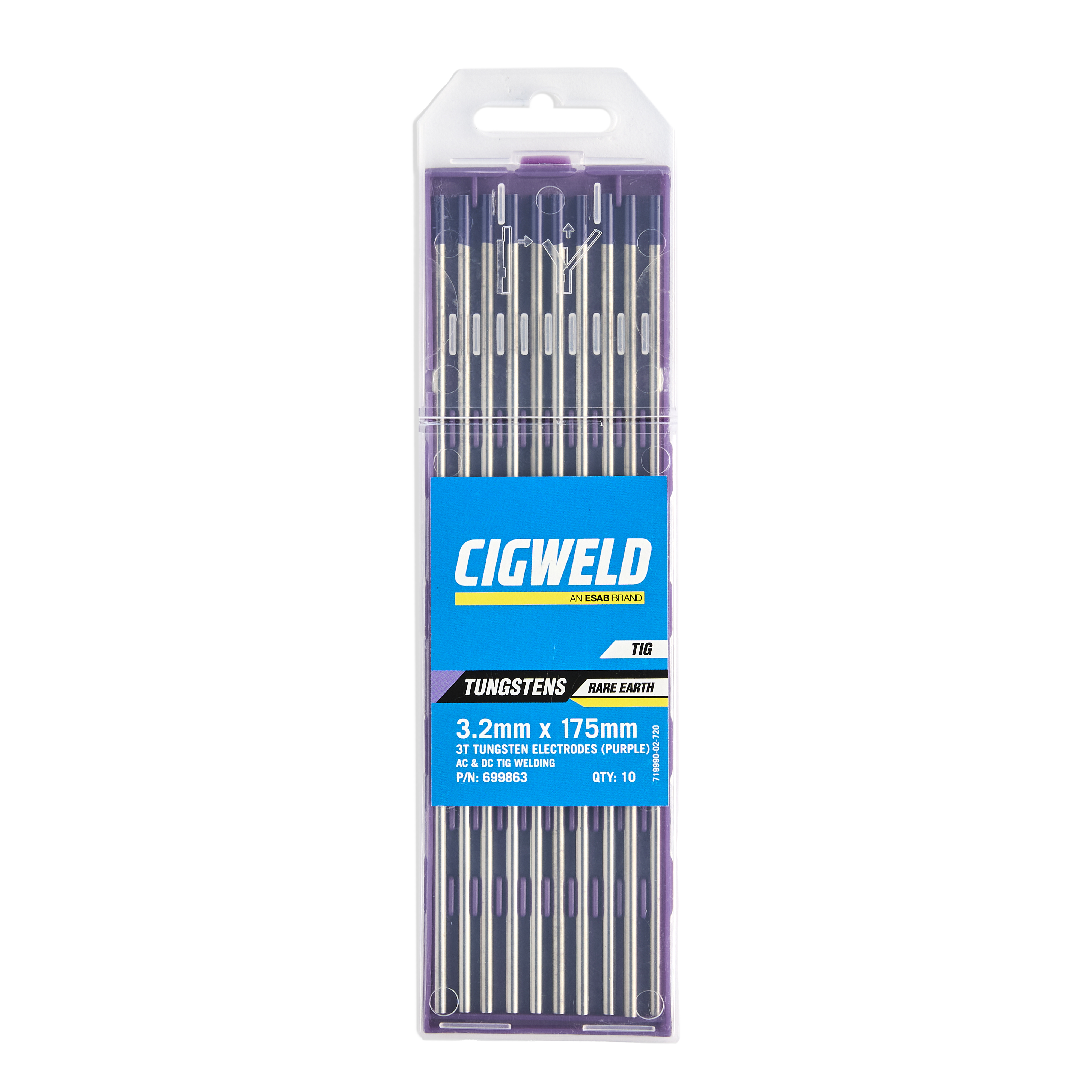 Cigweld 3% Rare Earth Tungsten - 10pcs/pack - 3.2mm 699863