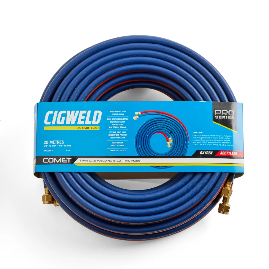 Cigweld COMET Fitted Twin Hose, Oxygen/Acetylene, 20m 308815