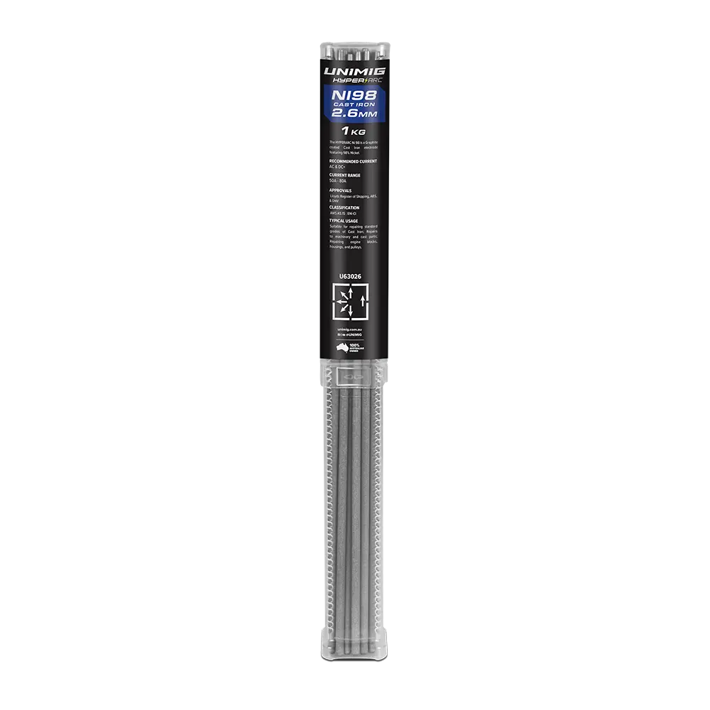 UNIMIG Hyperarc Ni 98 Cast Iron Electrodes 1Kg - 2.6MM 3.2MM U63026 U63027