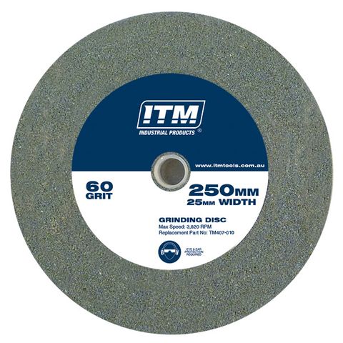 ITM GRINDING WHEEL, ALUMINIUM OXIDE, 250 X 25MM, 60 GRIT MEDIUM