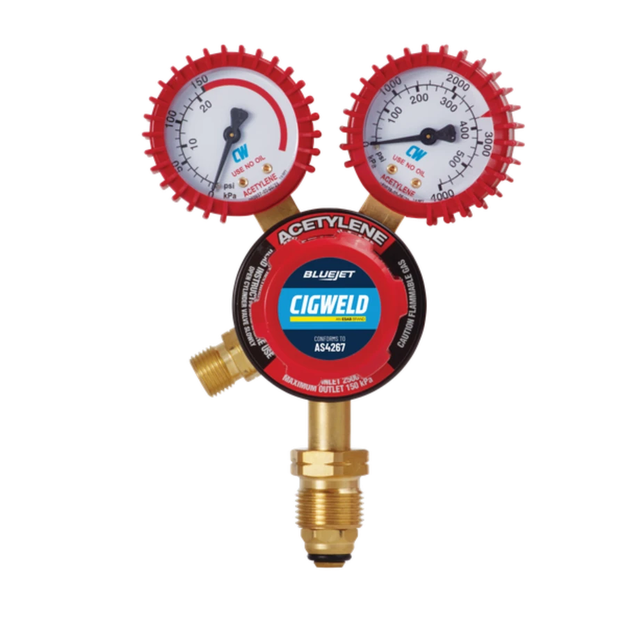 Cigweld BlueJet Acetylene Vertical Inlet Regulator 150kPa 210223