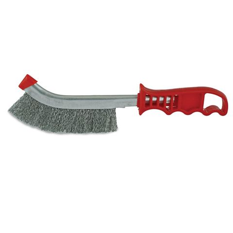 ITM HAND BRUSH SCRATCH, PLASTIC HANDLE, STAINLESS STEEL WIRE