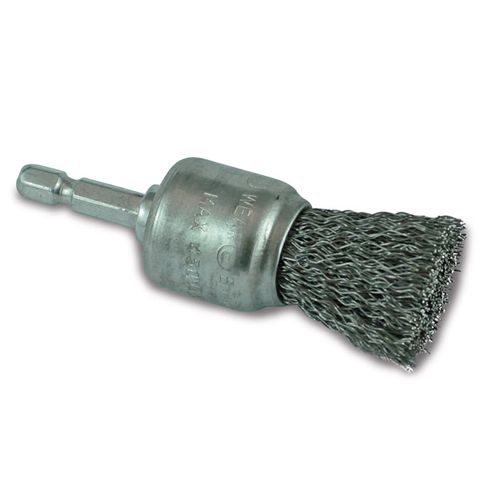 ITM CRIMP WIRE SPINDLE MOUNTED END BRUSH 50MM, 1/4" HEX SHANK