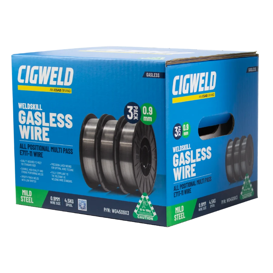 Cigweld Weldskill Gasless Wire (E71T-11) - Gasless FCAW - 0.9mm, 4.5kg WG4509X3