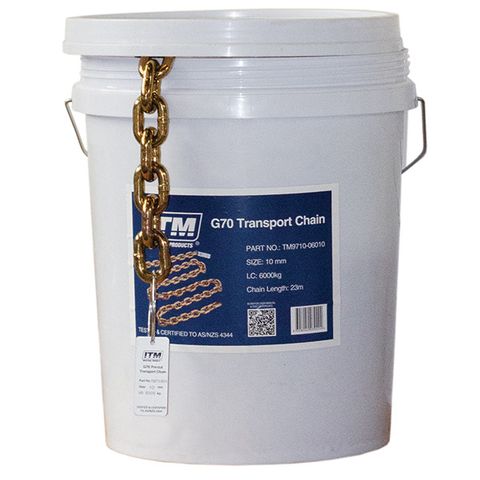 ITM G70 PRE-CUT TRANSPORT CHAIN 50KG DRUM, 2.3 TONNE LASHING CAPACITY, 6MM CHAIN