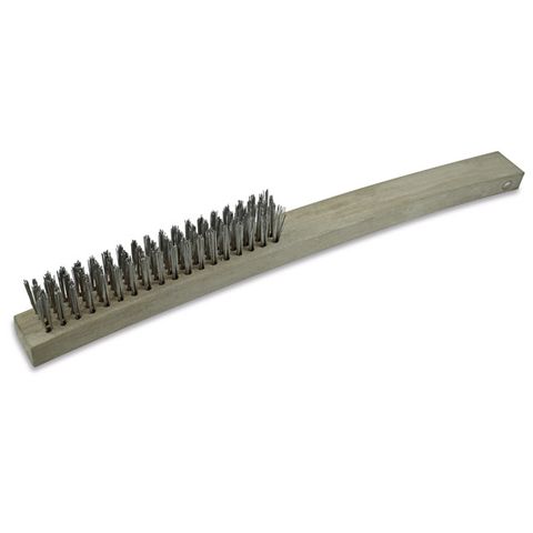 ITM HAND BRUSH TIMBER HANDLE, LONG 355MM, 4 ROW STEEL