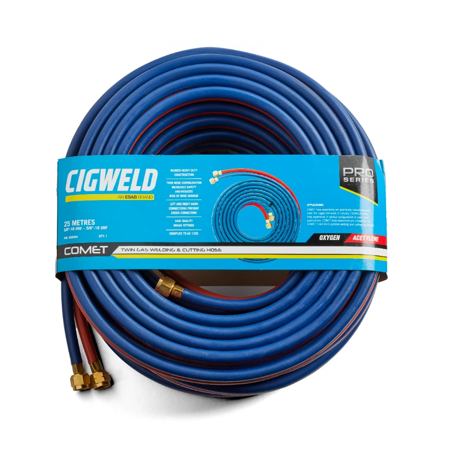 Cigweld COMET Fitted Hose Twin Oxygen/Acetylene, 25m 308904