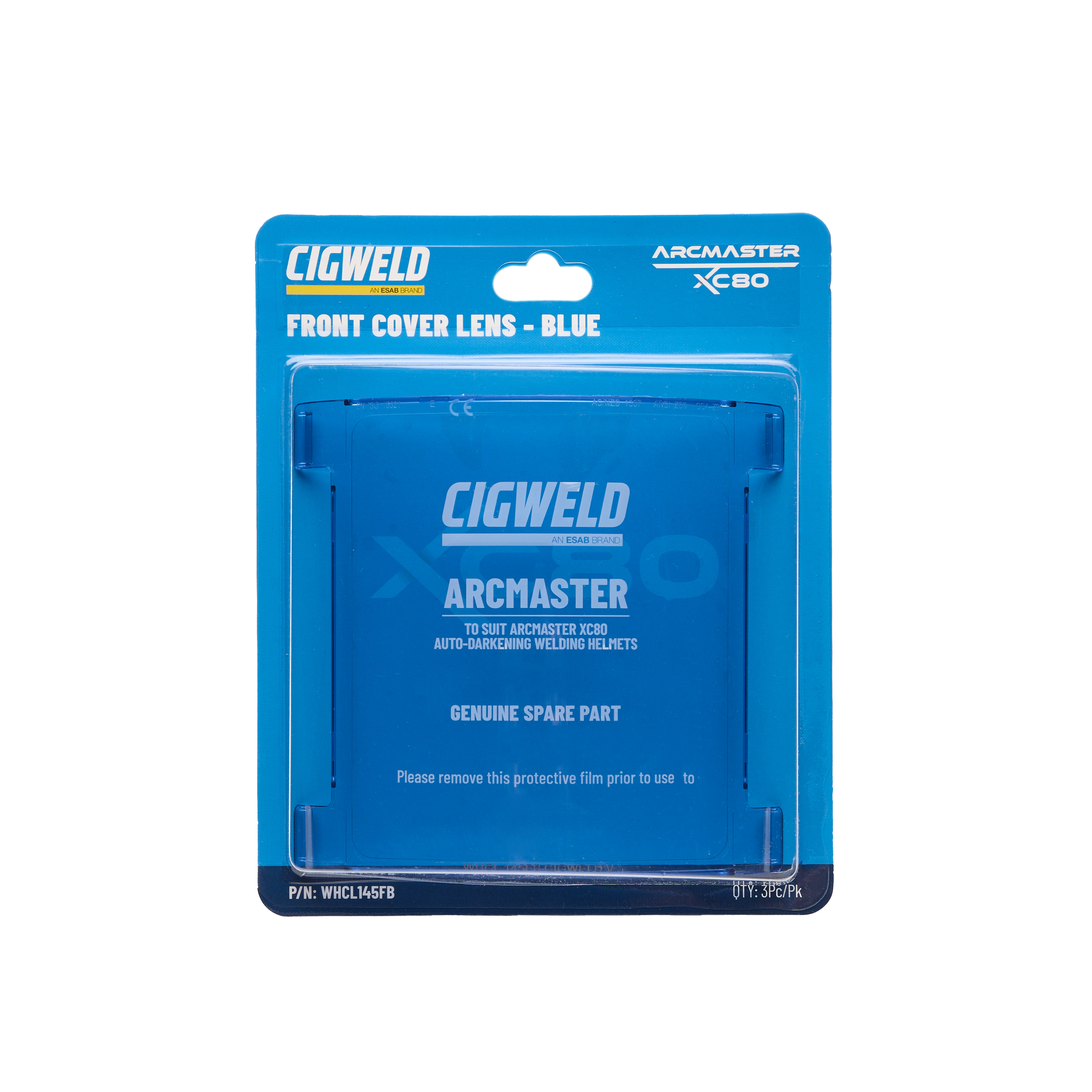 Cigweld Arcmaster XC80 Front Cover Lens - Blue 3pc/pk WHCL145FB