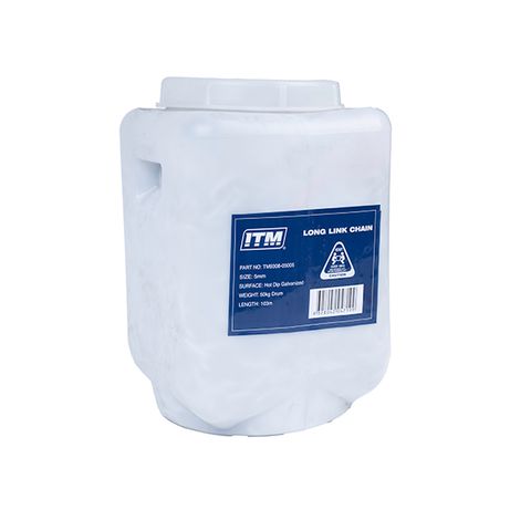 ITM LONG LINK CHAIN, GALVANISED, 50KG DRUM, 6MM BODY