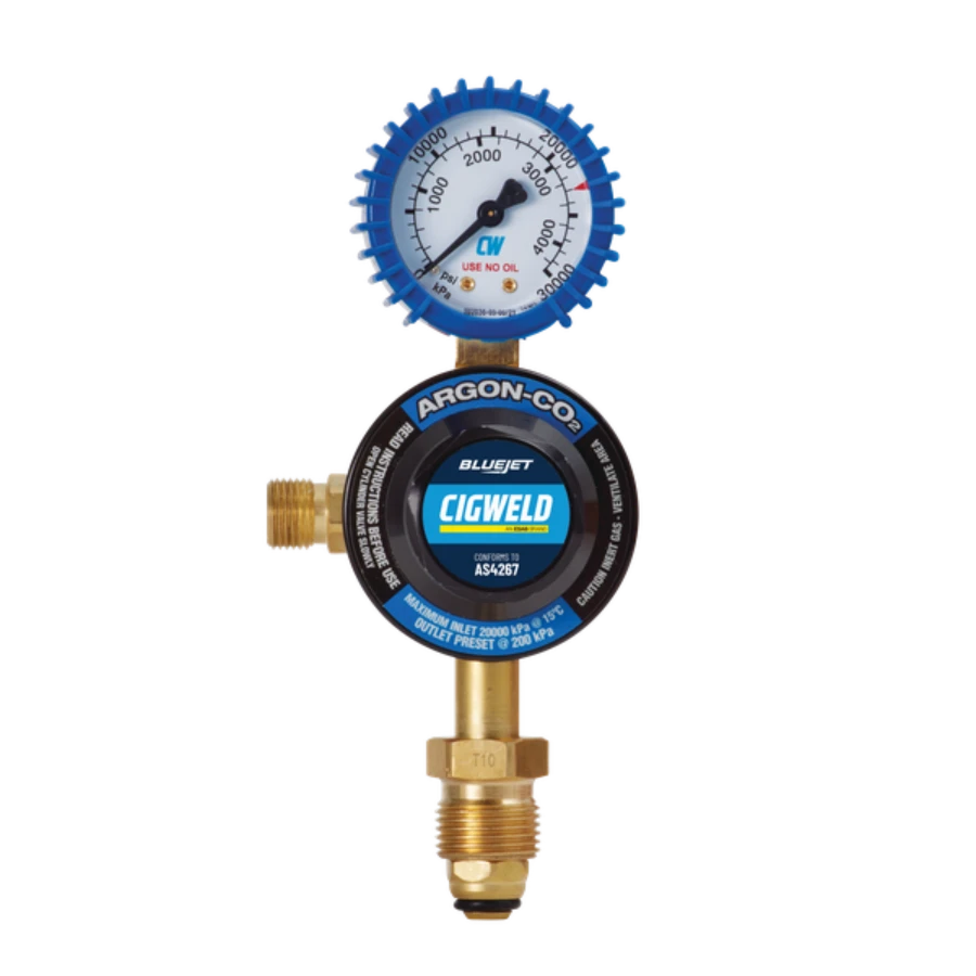 Cigweld BlueJet Argon Vertical Inlet Regulator Preset 200 kPa 201021