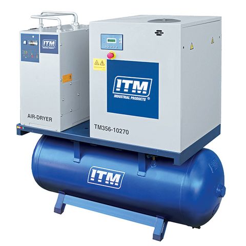 ITM AIR COMPRESSOR ROTARY SCREW WITH REFRIGERATED DRYER, 3 PHASE, 10HP, 270LTR, FAD 1080